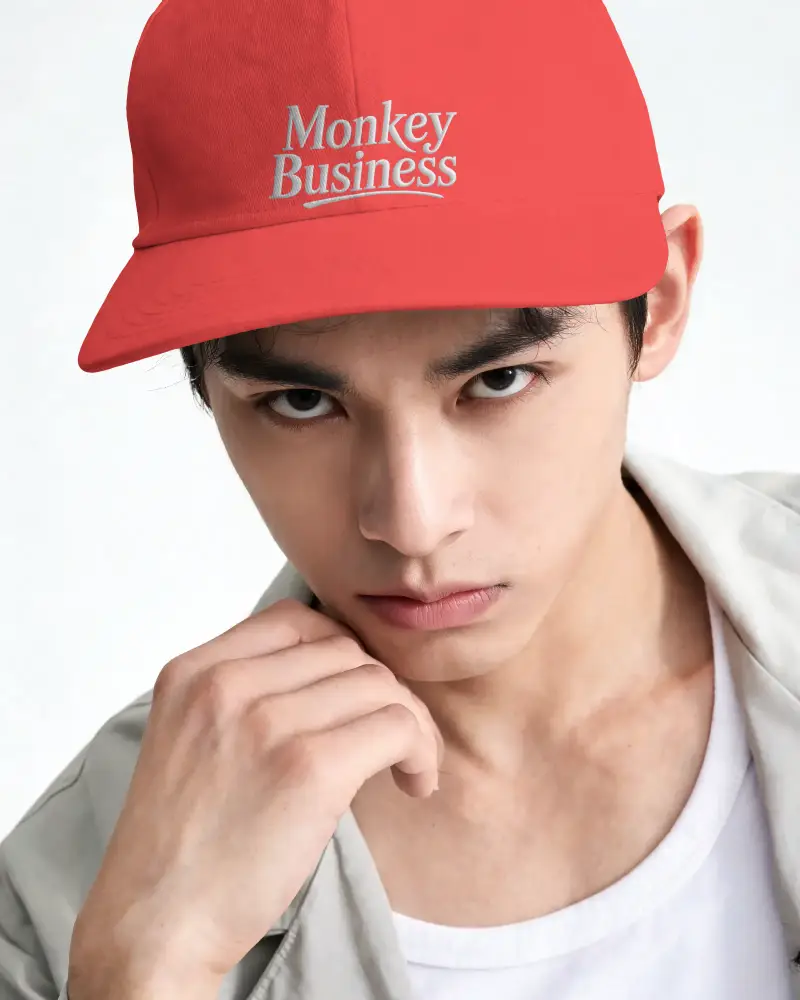 Premium Quality Cap Mockup Example On Model For Customizable Headwear And Apparel Branding