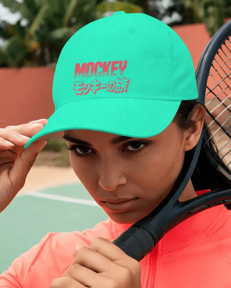 Female Tennis Player Wearing Baseball Cap Holding Racket And Adjusting Brim On Court