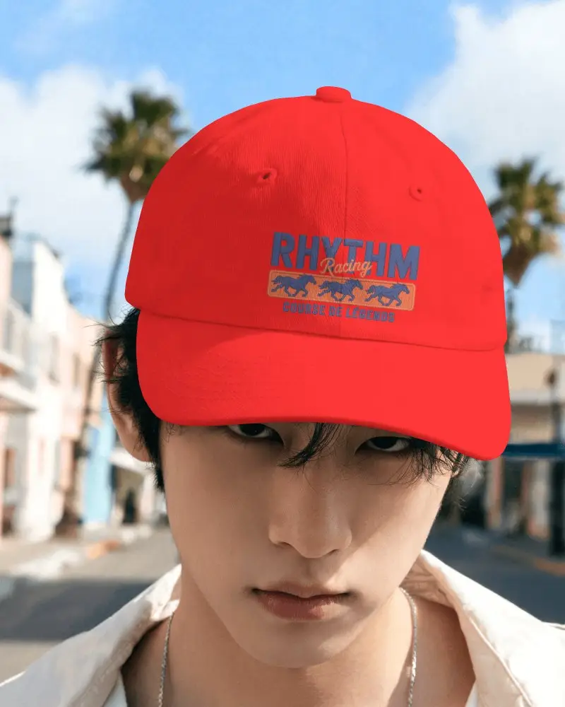 City Baseball Cap Mockup Male Model Standing On Street Facing Camera With Neutral Expression