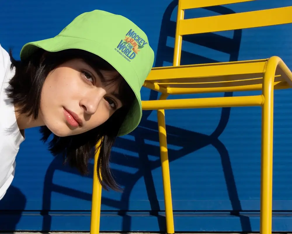 Trendy Casual Bucket Cap Mockup With Clear Shadow Details For Brand Marketing Purposes