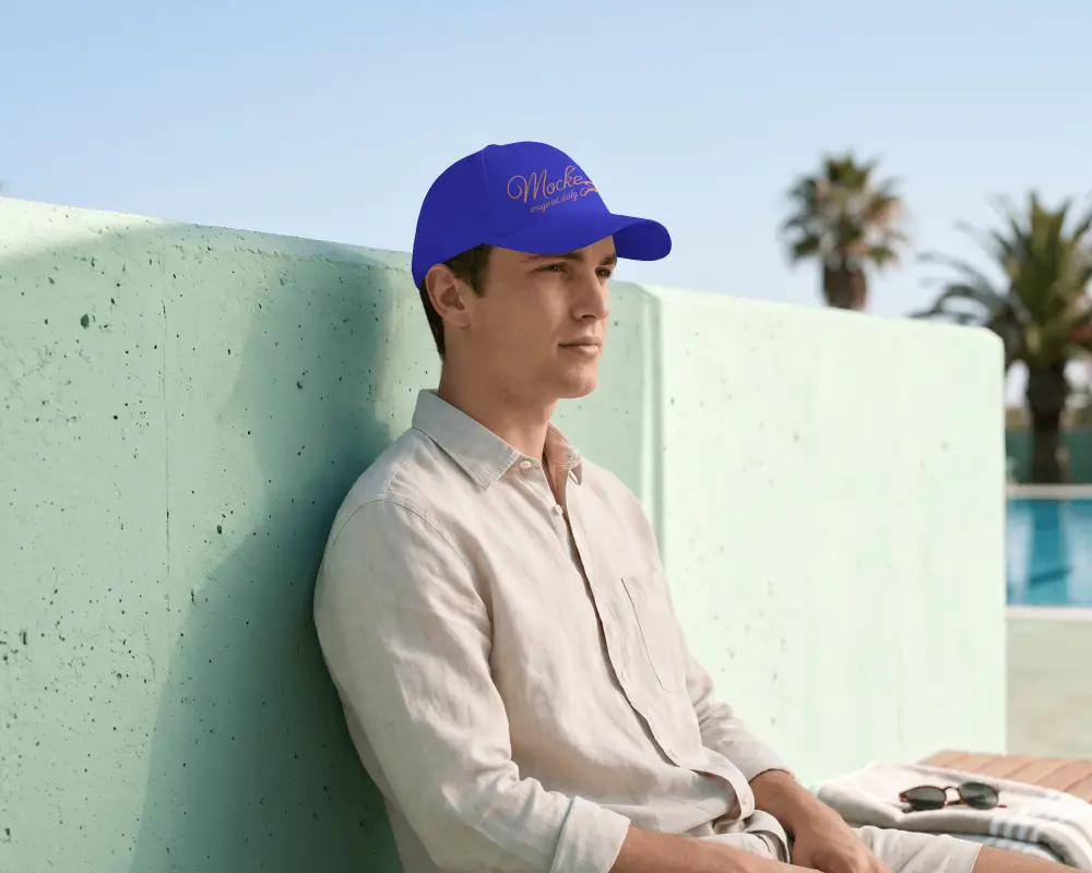 Casual Stylish Men Cap Mockup With Outdoor Summer Background For Fashion Brands