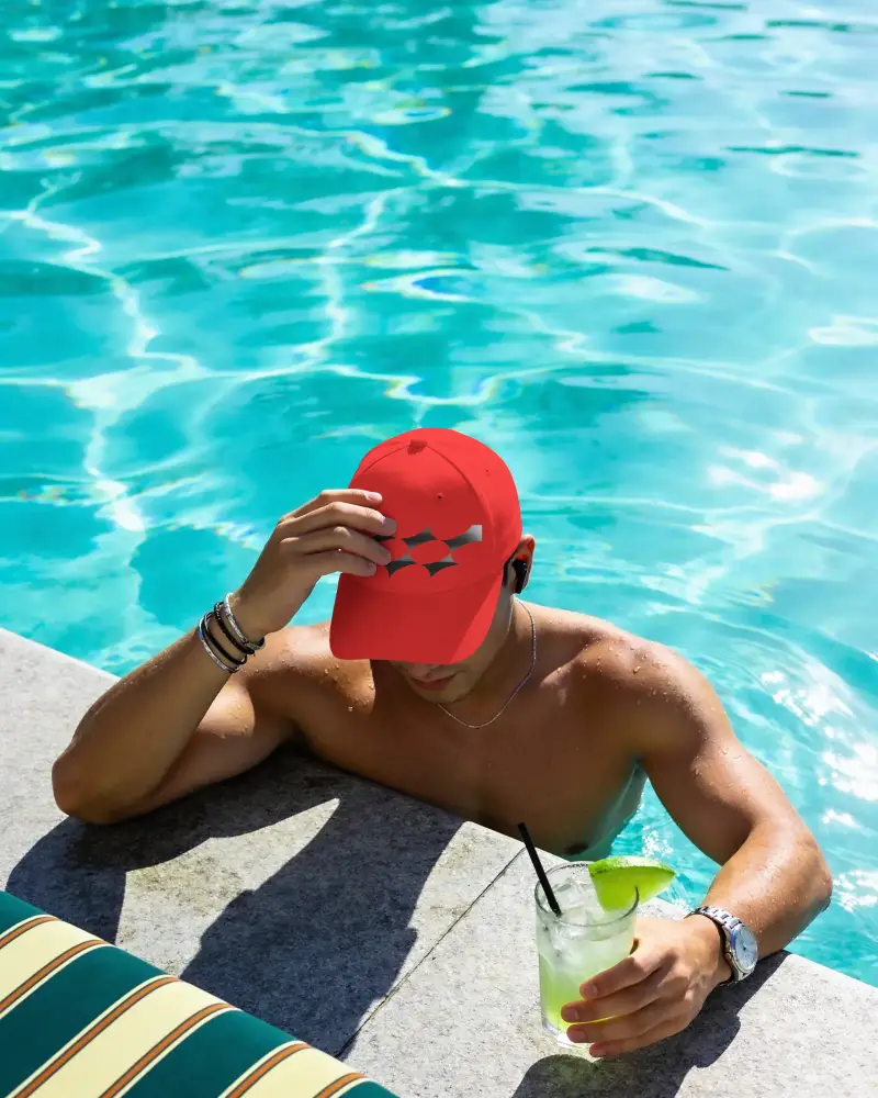 Stylish Comfortable Poolside Cap Mockup Outdoor Leisure And Summer Fashion Accessory Use