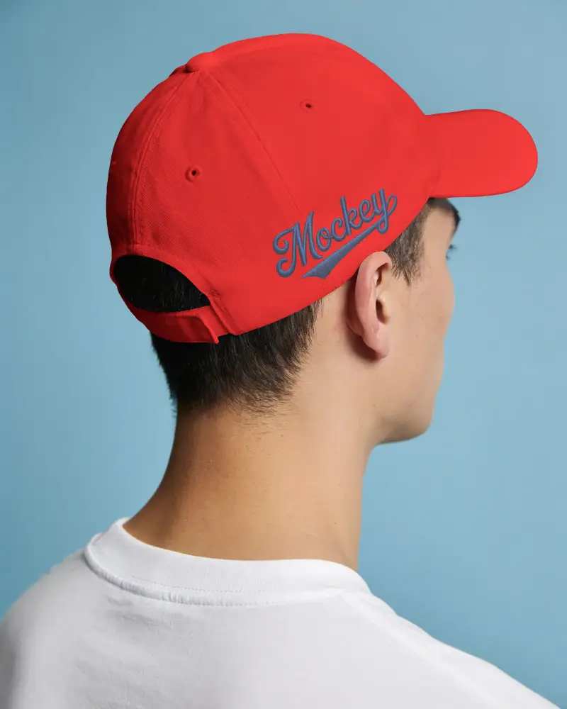 Cotton Fabric Cap Mockup With Ventilation Holes And Structured Curved Brim For Branding