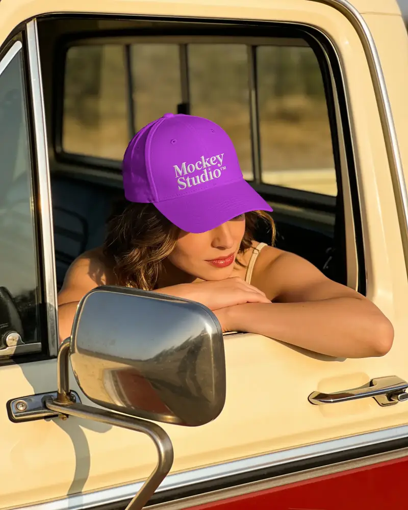 Stylish Six Panel Cap Mockup In Casual Outdoor Setting With Natural Light