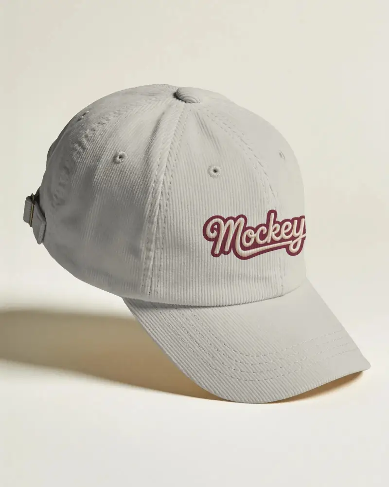 Stylish Corduroy Casual Cap Mockup With Durable Stitching And Comfortable Fit Appeal