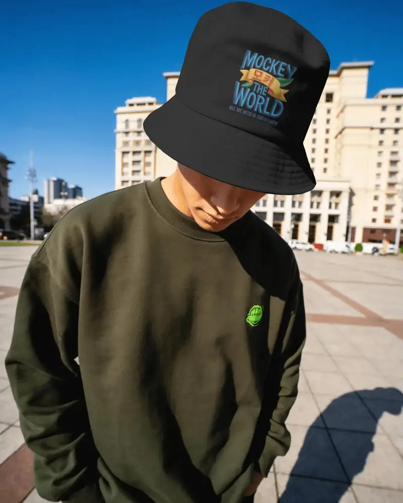 Urban Street Style Bucket Hat For Casual Outdoor Fashion Accessory Mockup