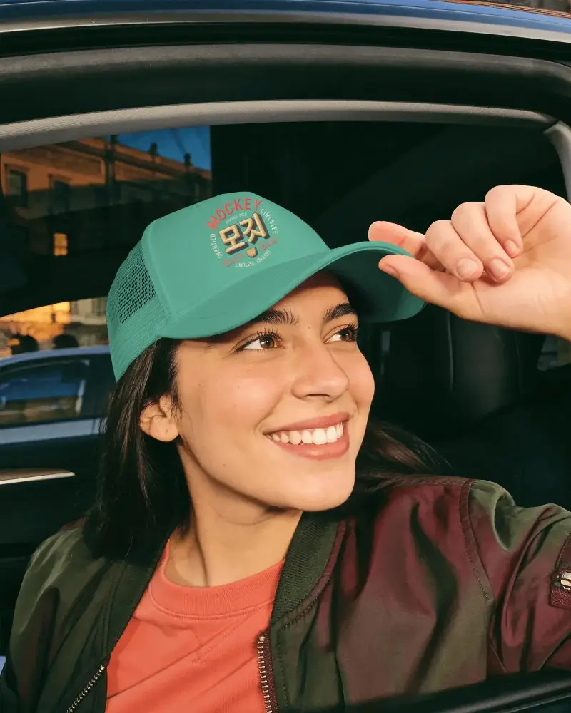 Adjustable Snapback Trucker Hat Mockup With Curved Visor For Everyday Sun Protection
