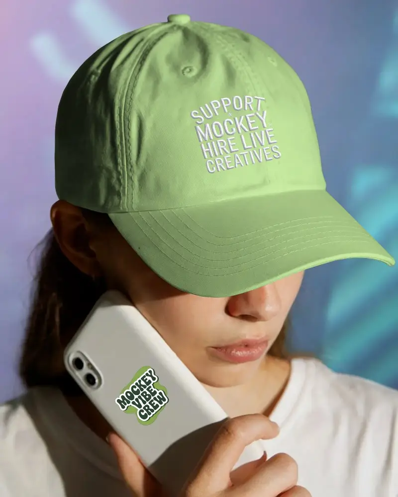 Premium Quality Cotton Baseball Cap And Sticker Mockup Ideal For Promotional Gifts Corporate Events