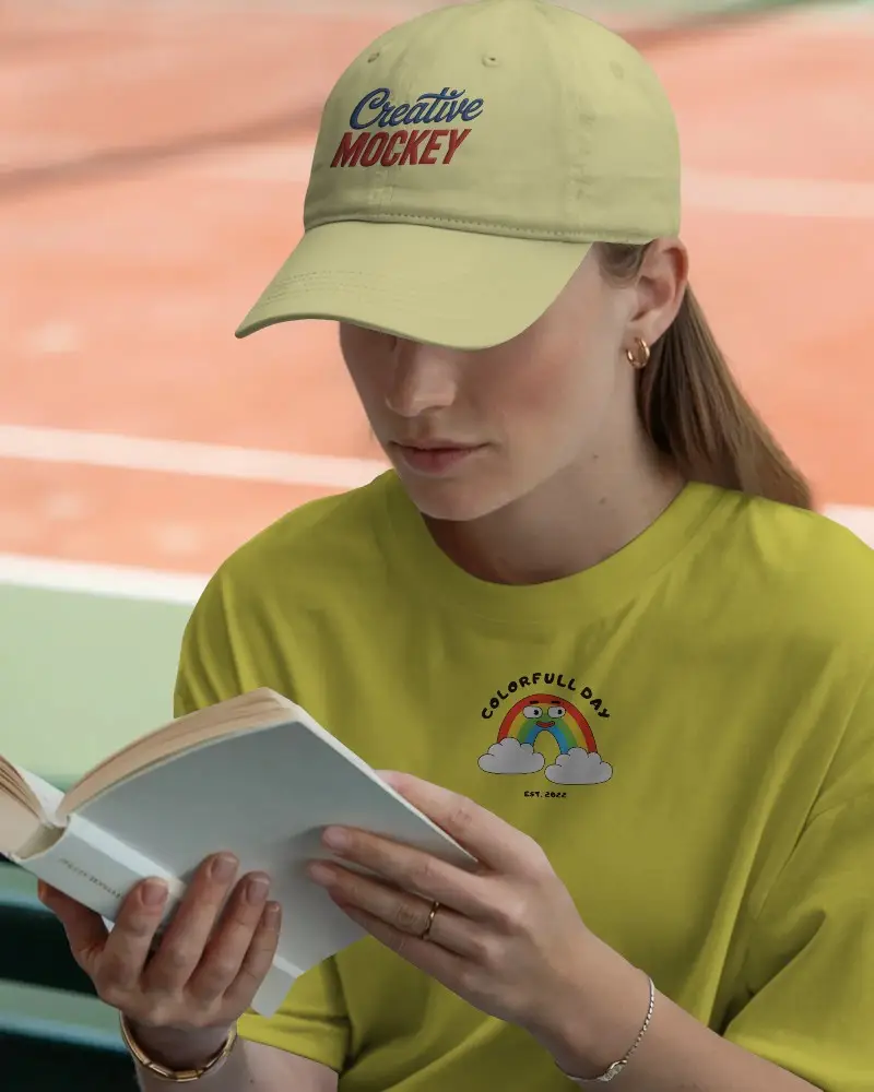 Premium Quality Unisex Tshirt And Cap Mockup Basic Style Ideal For Sports Leisure Or Casual Outfits