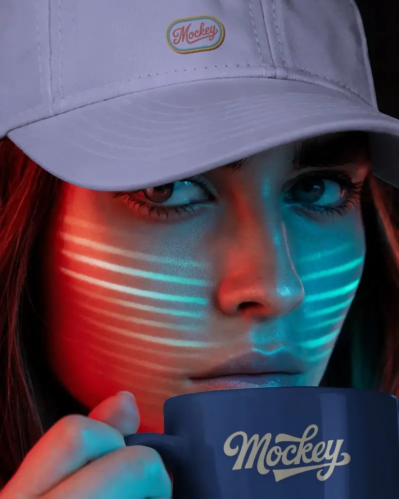 High Quality Cap Mockup With Mug Template For Modern Headwear Brand Promotions And Marketing Use