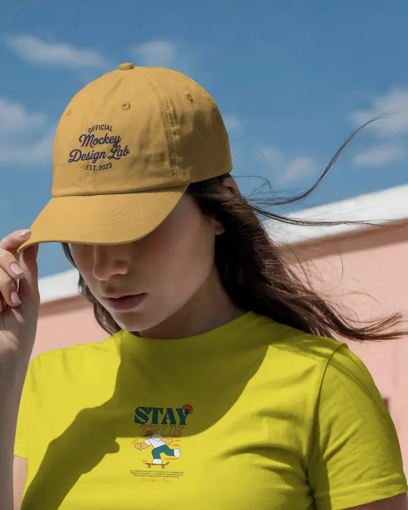 Stylish Casual Baseball Cap And Tshirt With Adjustable Strap For Comfort And Perfect Fit