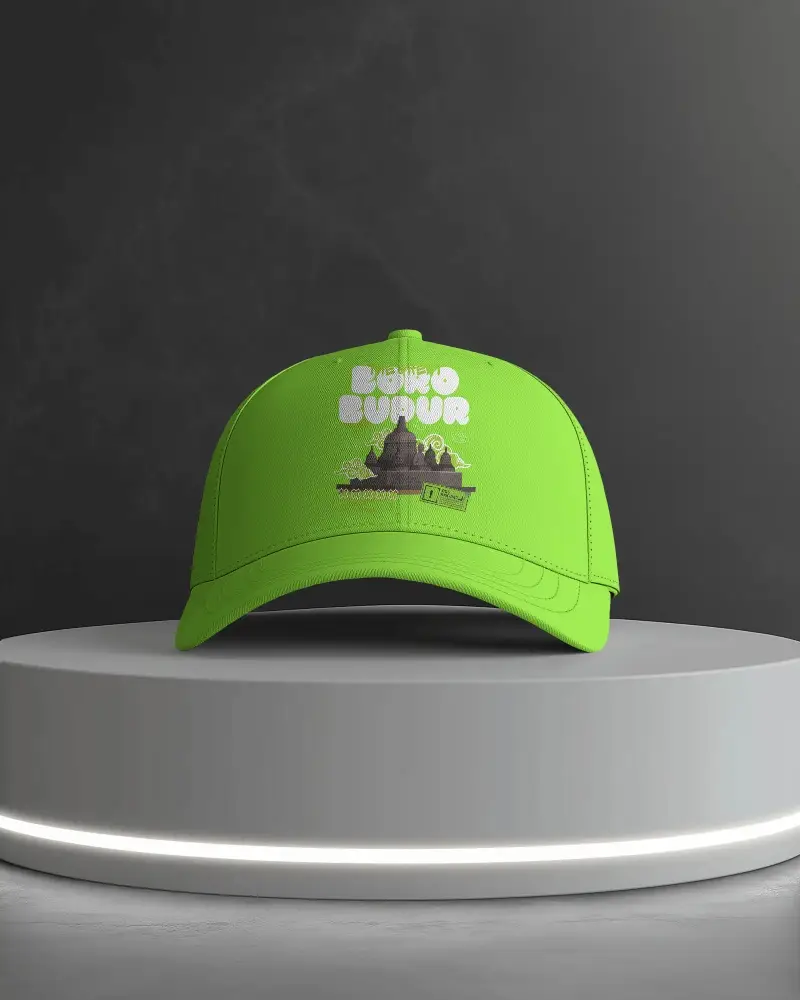 Premium White Baseball Cap Mockup On Pedestal With Moody Marble Background Perfect For High End Branding And Logo Showcase