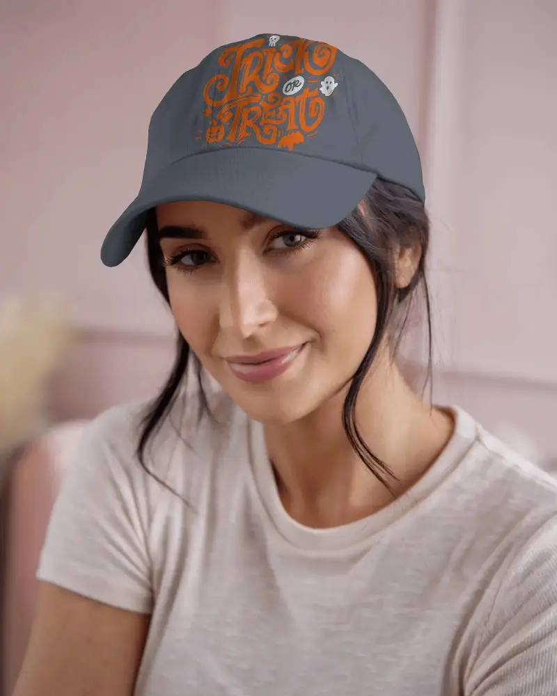 Smiling Model Cap Mockup Closeup In Neutral Outfit Soft Backdrop Cozy And Approachable Branding Scene