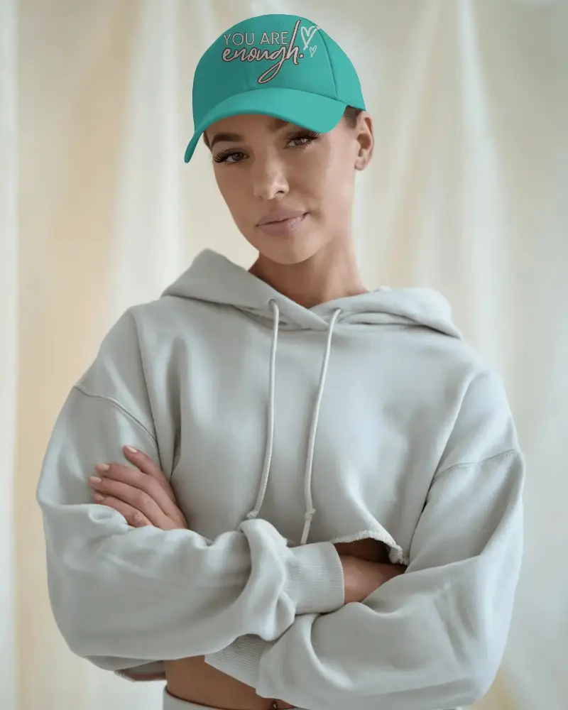 Confident Look Cap Mockup With Crossed Arms Body Language Modern Minimal Style Perfect For Streetwear