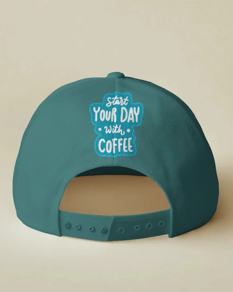 Sleek White Snapback Hat Mockup With Your Logo On Back Against Neutral Tan Backdrop Ideal For Creating Branded Headwear