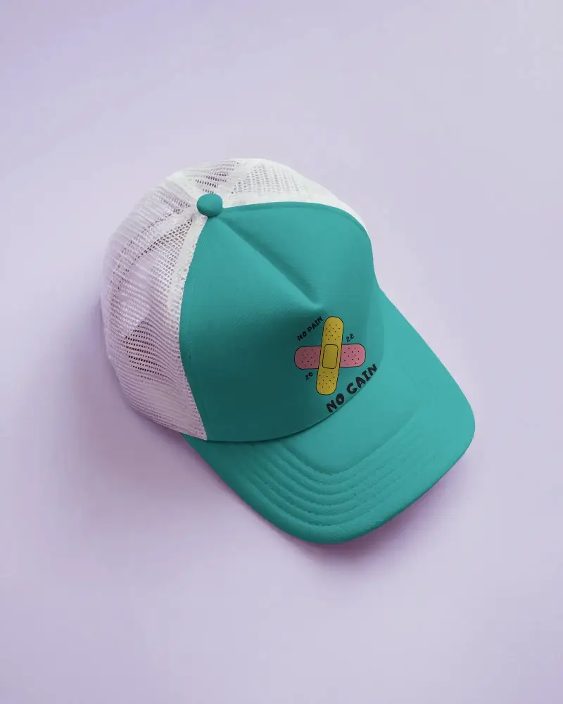 Stylish White Mesh Cap Template For Logo Presentation Design Projects Or Product Listings