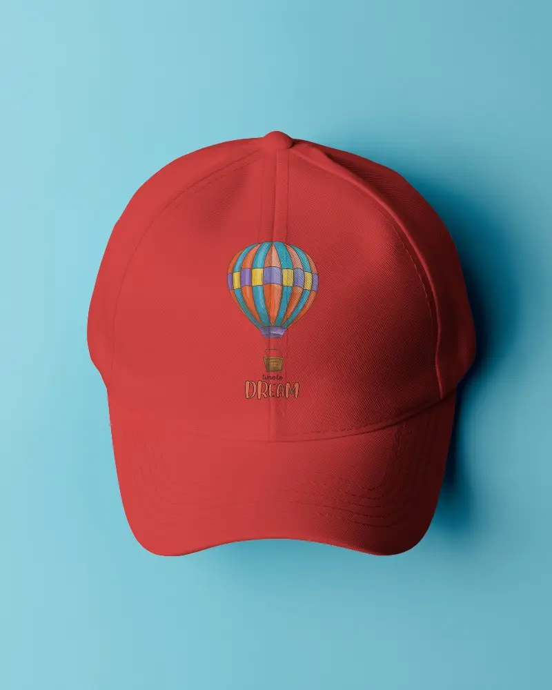 Top Down White Baseball Cap Mockup On Bright Blue Background Clean And Vivid Presentation