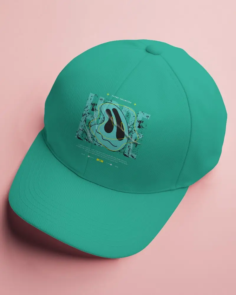 Pastel Backdrop Cap Mockup Side Top Perspective With Bold Design Space And Gentle Shadows