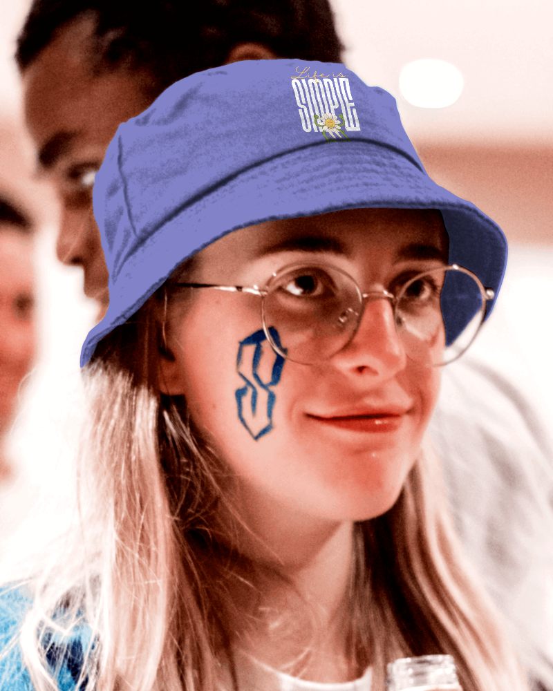 Bucket Hat Mockup With Glasses And Creative Face Art