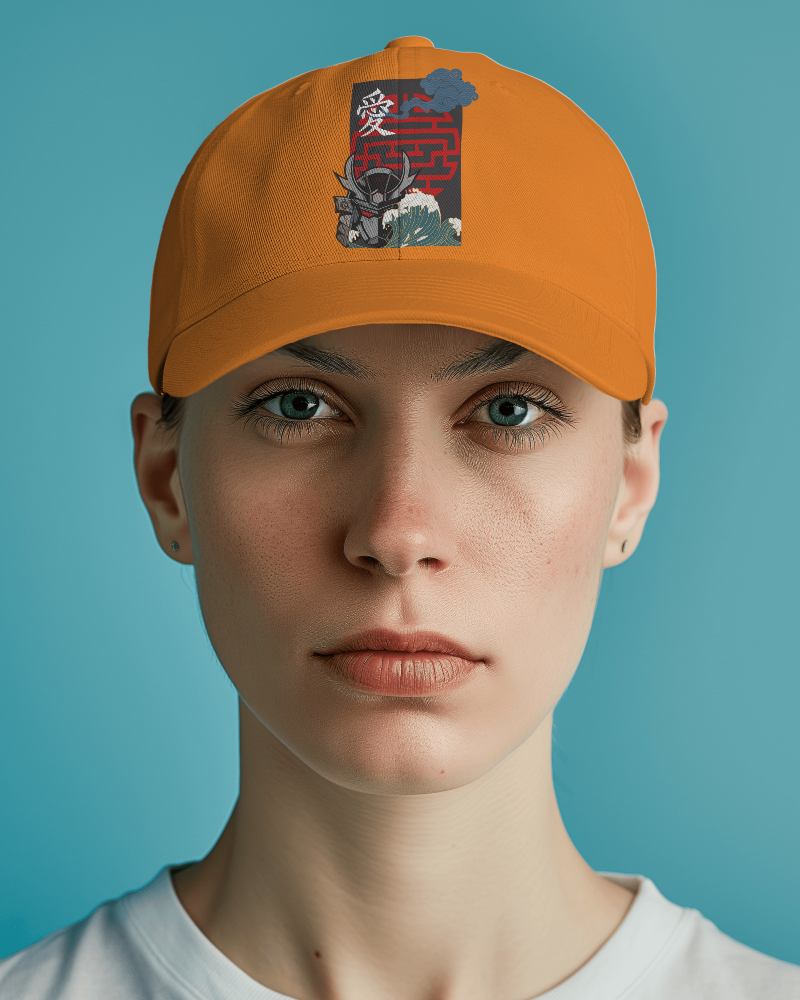 Cap Mockup On Person Head Standing In Front Of Blue Screen