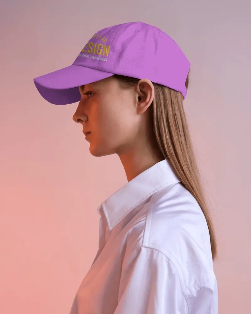 Side Profile Casual Cap On Model For Custom Logo Printing Showcasing Modern Style