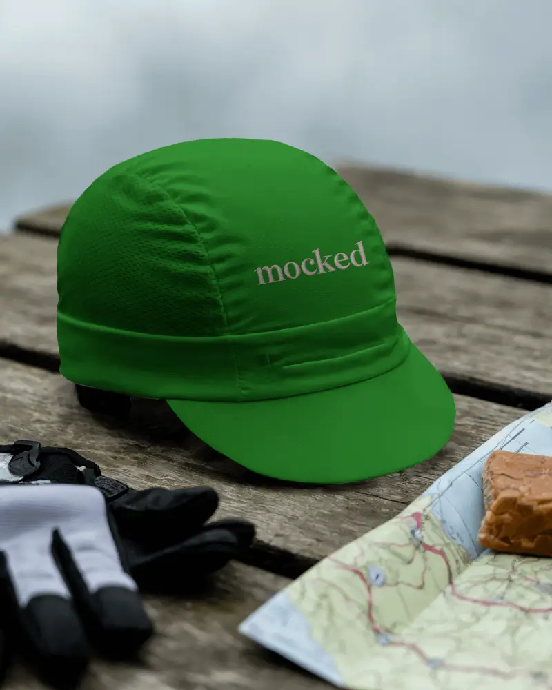 Tactical Cap Mockup Sports Gear Setting With Gloves Map And Energy Snack