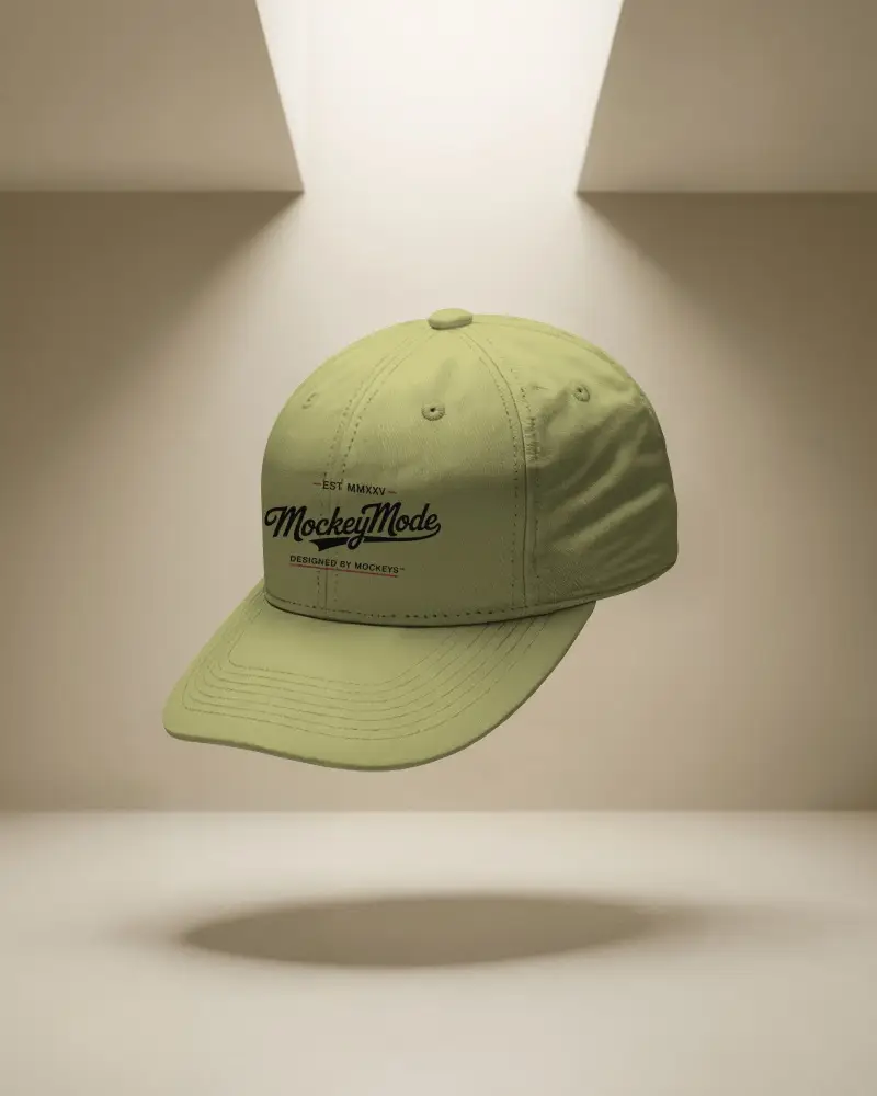 Premium Cap Mockup Floating With Shadow Under Natural Light Ideal For Branding