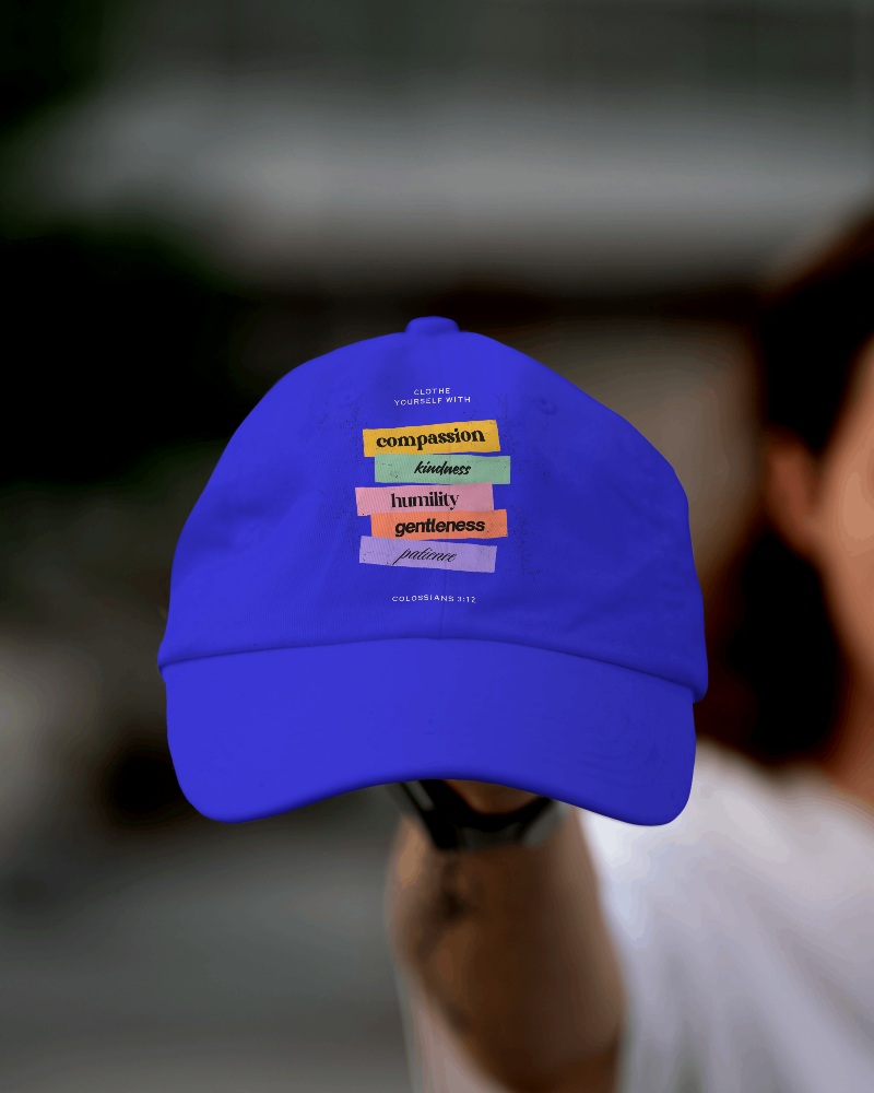 Close Up Dad Hat Mockup With Hand Reaching Out