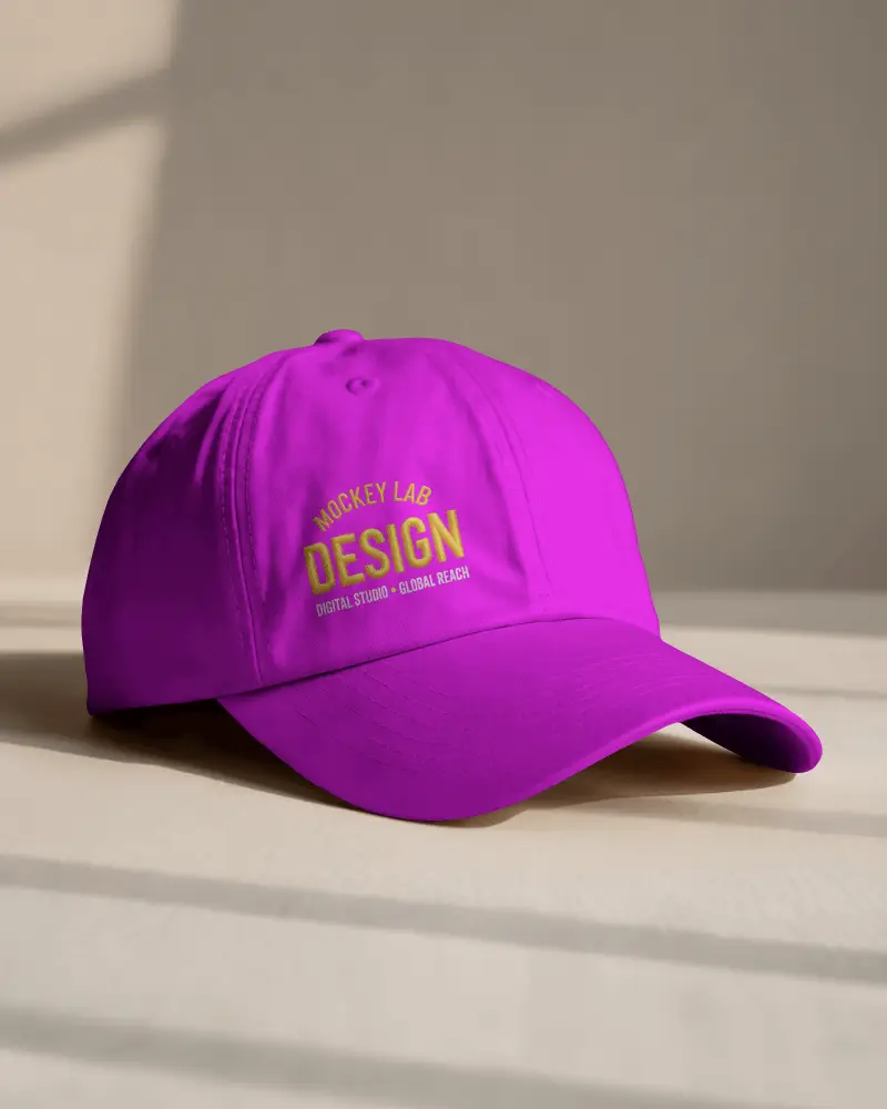 Minimal Sunlit Cap Mockup On Neutral Surface With Shadow Lines Soft Lighting Modern Appeal