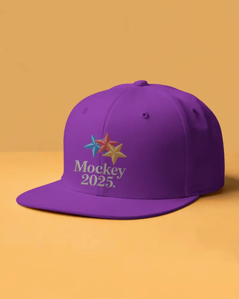 Snapback Cap Mockup On Orange Background Minimalist Studio Setup Modern Clean Fashion Style