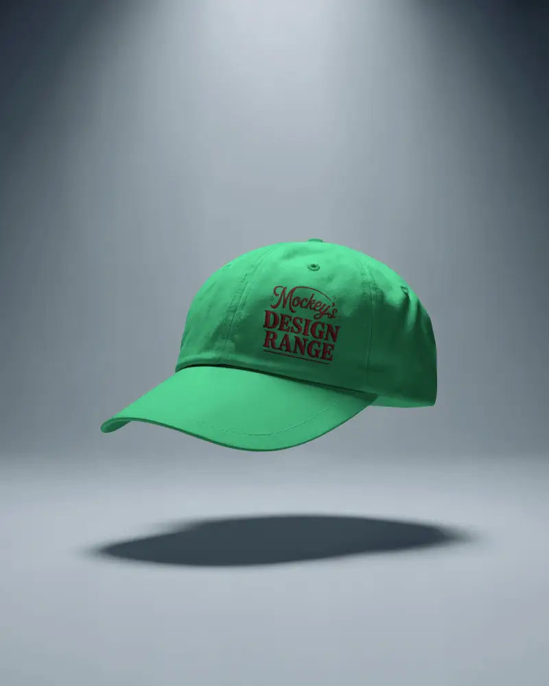 Floating Cap Mockup In Mid Air With Shadow On Blue Background Minimal Modern Studio Effect