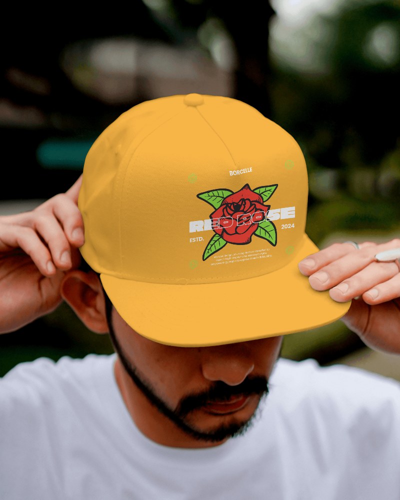 Trucker Hat Mockup On Male Model Adjusting Hat In Park