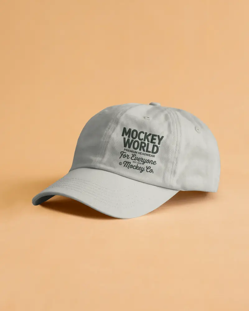 Casual Cap Mockup On Soft Orange Background Simple Studio Display Modern Lifestyle Aesthetic