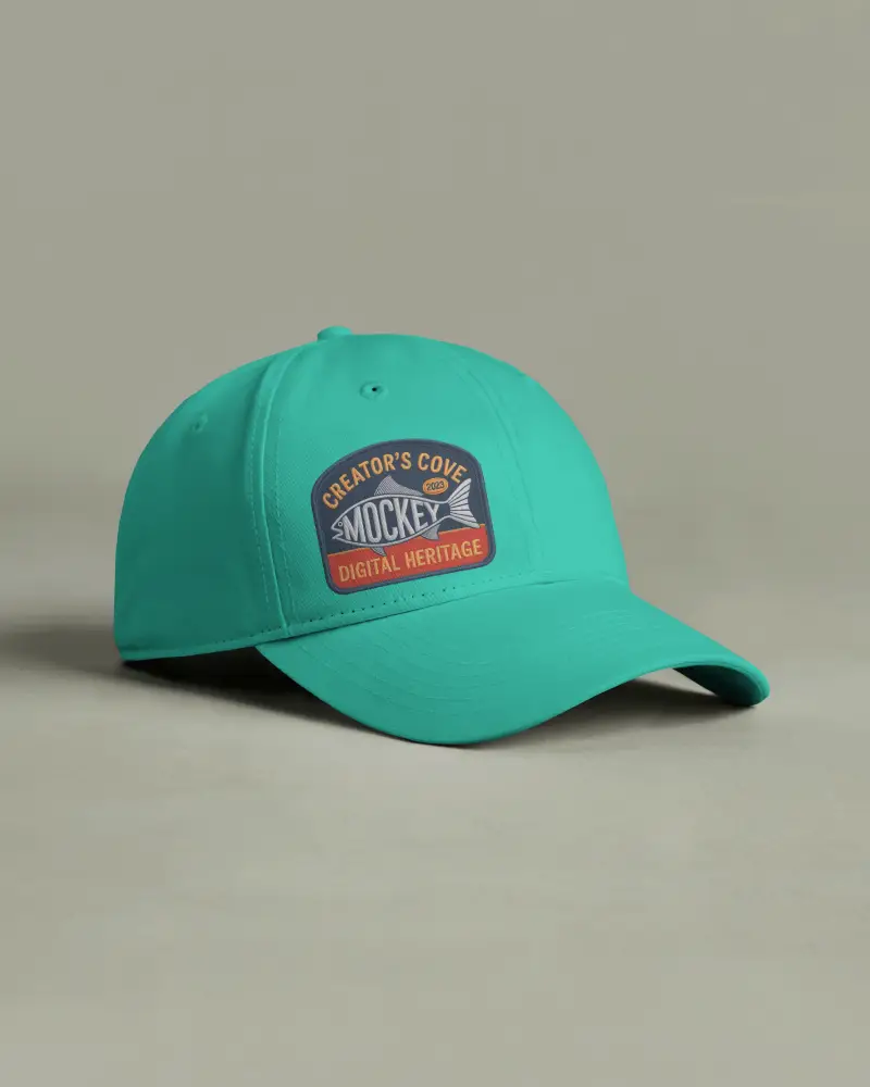 Soft Green Cap Moxxckup On Studio Surface Clean Minimal Display Modern Fashion Aesthetic Style