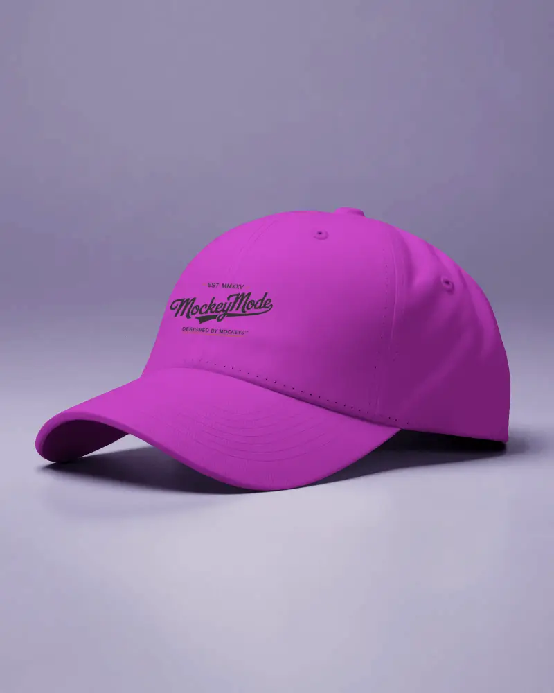 Baseball Cap Mockup On Purple Background Studio Setup Minimalist Fashion Clean Modern Display