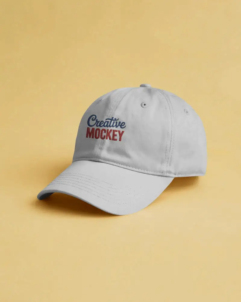 Casual Cap Mockup On Yellow Background Simple Studio Setup Modern Fashion Minimalist Presentation