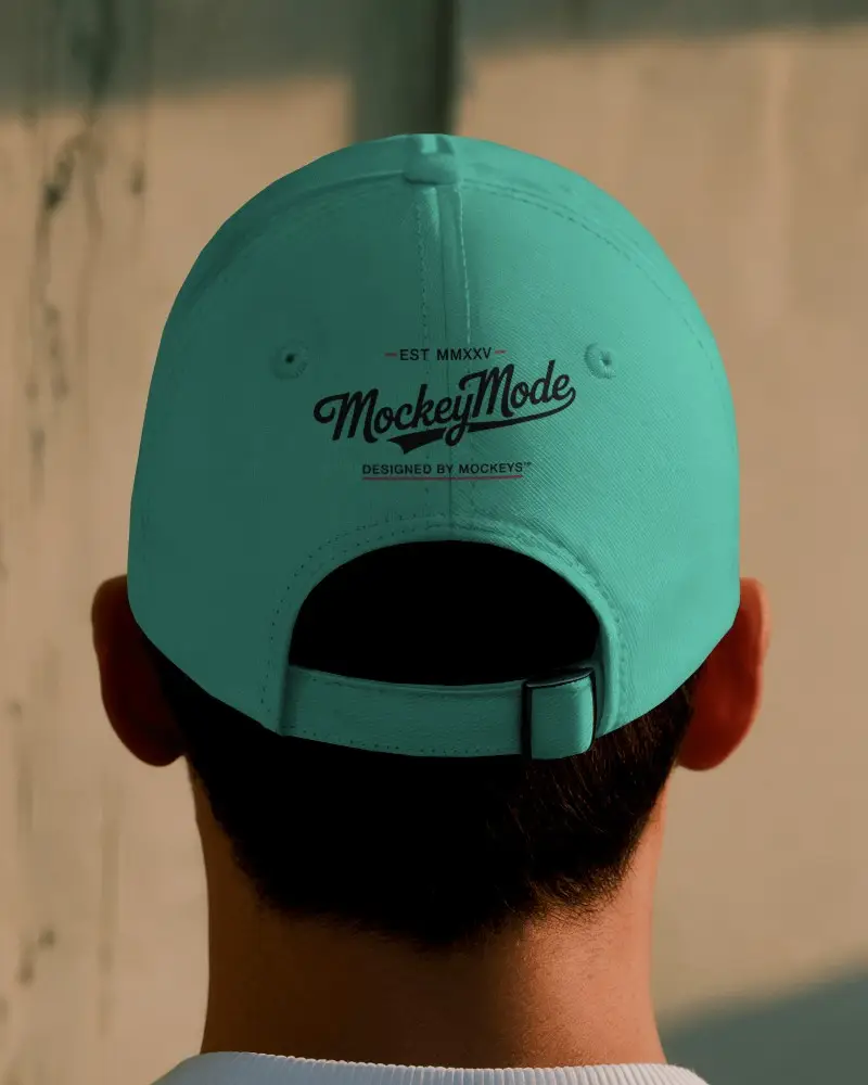 Minimalist Back View Cap Mockup Featuring Sunlit Urban Wall Background