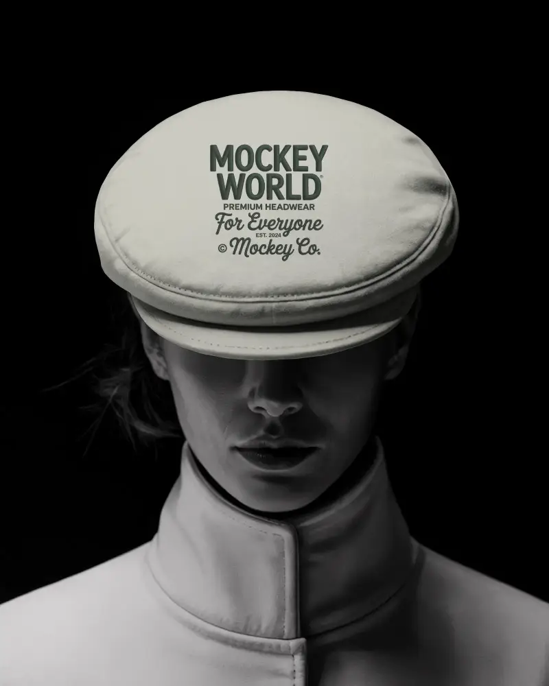 Mysterious Front View Cap Mockup Featuring High Contrast Light And Elegant Form