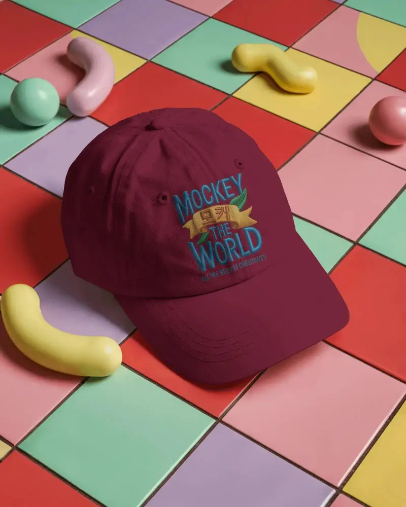 Classic Solid Baseball Cap Mockup For Custom Logo And Design Presentations In Stylish Background