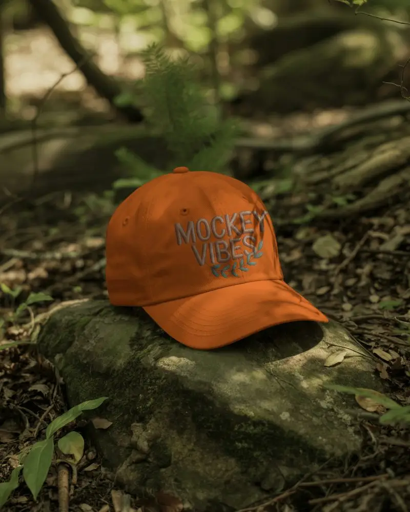 Classic Baseball Cap Mockup Outdoor Nature Scene Soft Fabric Texture Durable Headwear Accessory