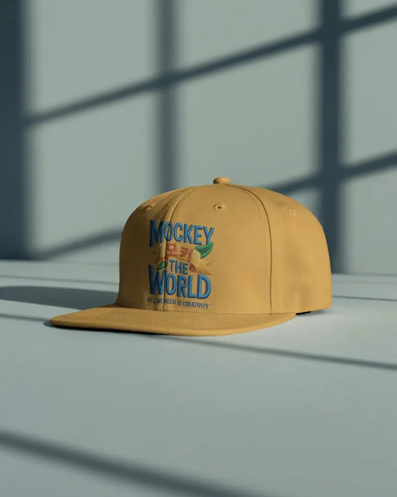 Flat Brimmed Snapback Cap Mockup For Custom Logo And Design Presentation Use