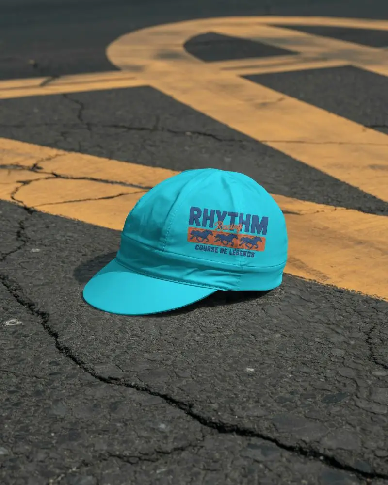 Sporty Outdoor Cap Mockup On Cracked Asphalt With Bold Road Markings Background