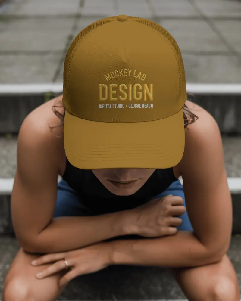 Sporty Trucker Hat Mockup For Outdoor Activities With Breathable Mesh Back