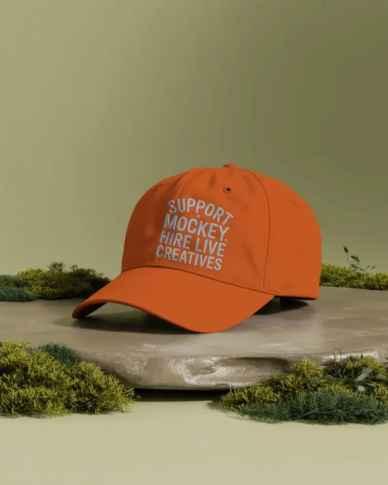 Premium Baseball Cap Mockup With Natural Elements For Branded Headwear Design Presentation