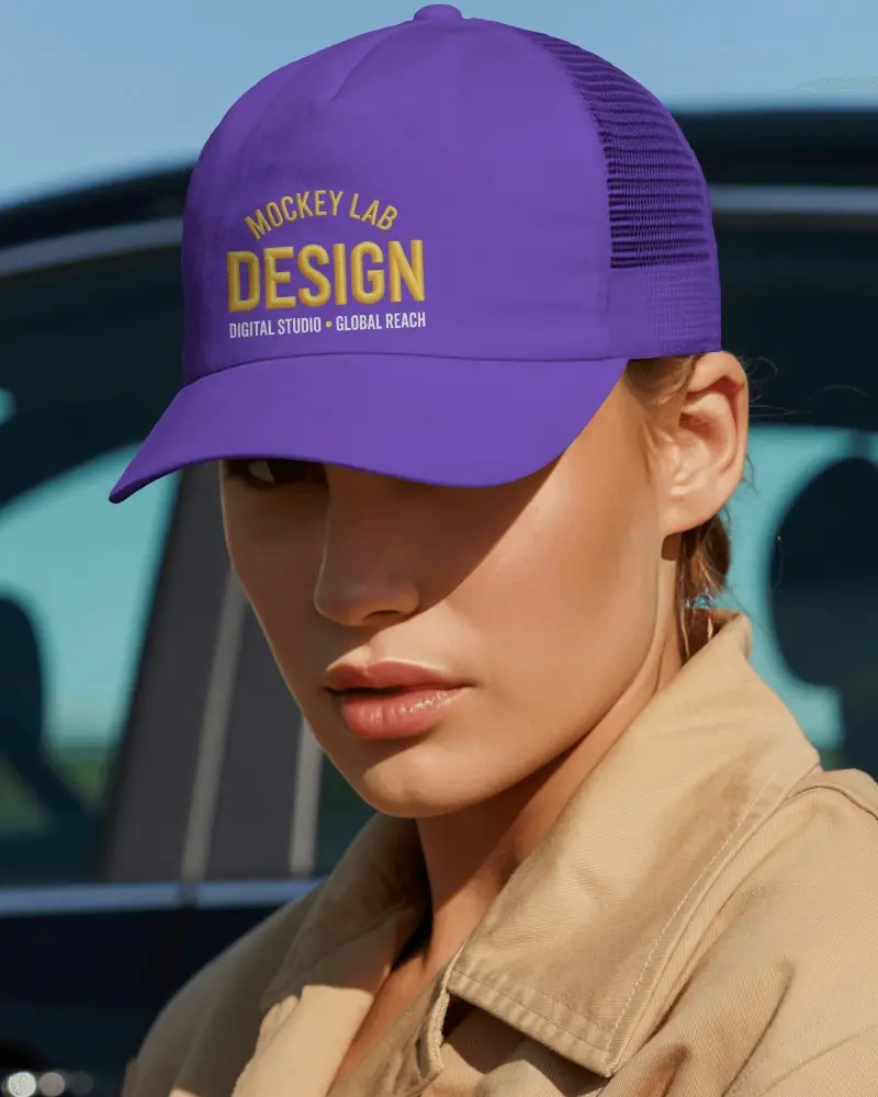 Stylish Mesh Back Cap Mockup For Casual Wear And Outdoor Activities With Adjustable Strap Fit