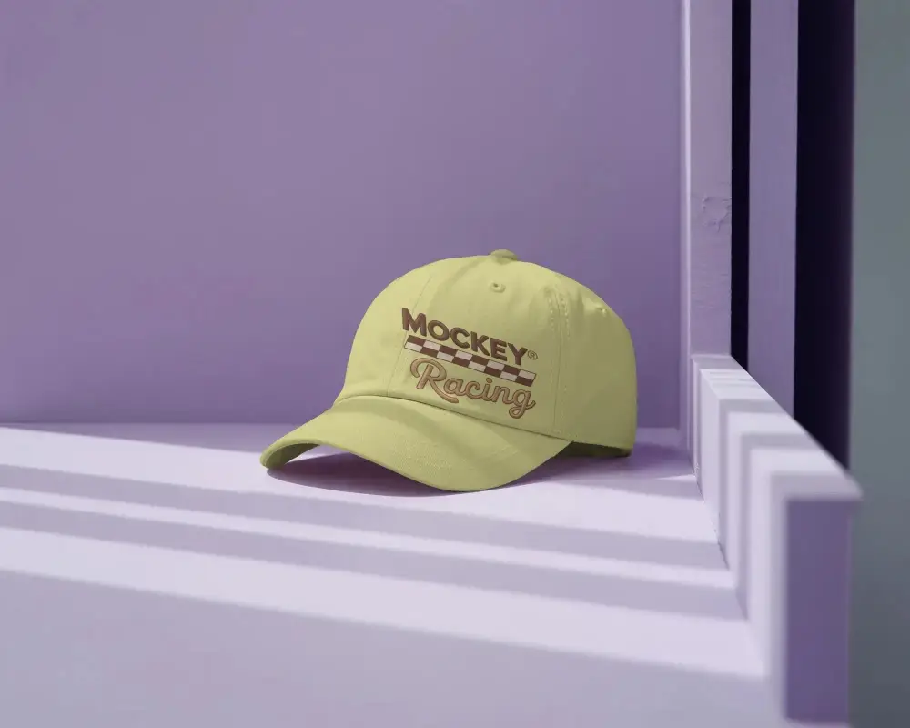 Classic Baseball Cap Angled View Mockup For Apparel Brand Promotion And Marketing Campaigns