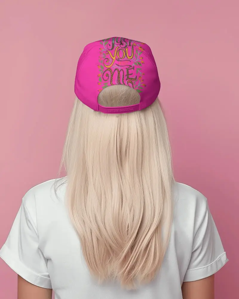 Back Angle Snapback Cap Mockup With Long Blonde Hair And Soft Studio Lighting Perfect For Modern Designs