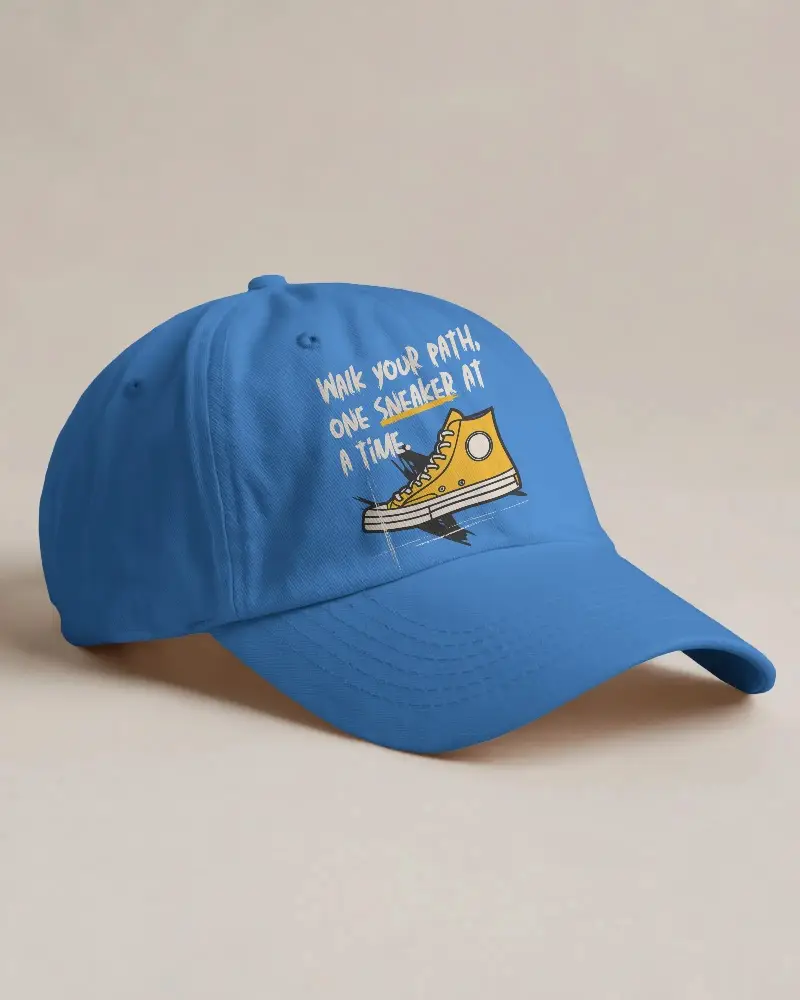 High Quality White Baseball Hat Mockup Angle View On Pale Surface For Merch Store Catalogs And Brand Pitching