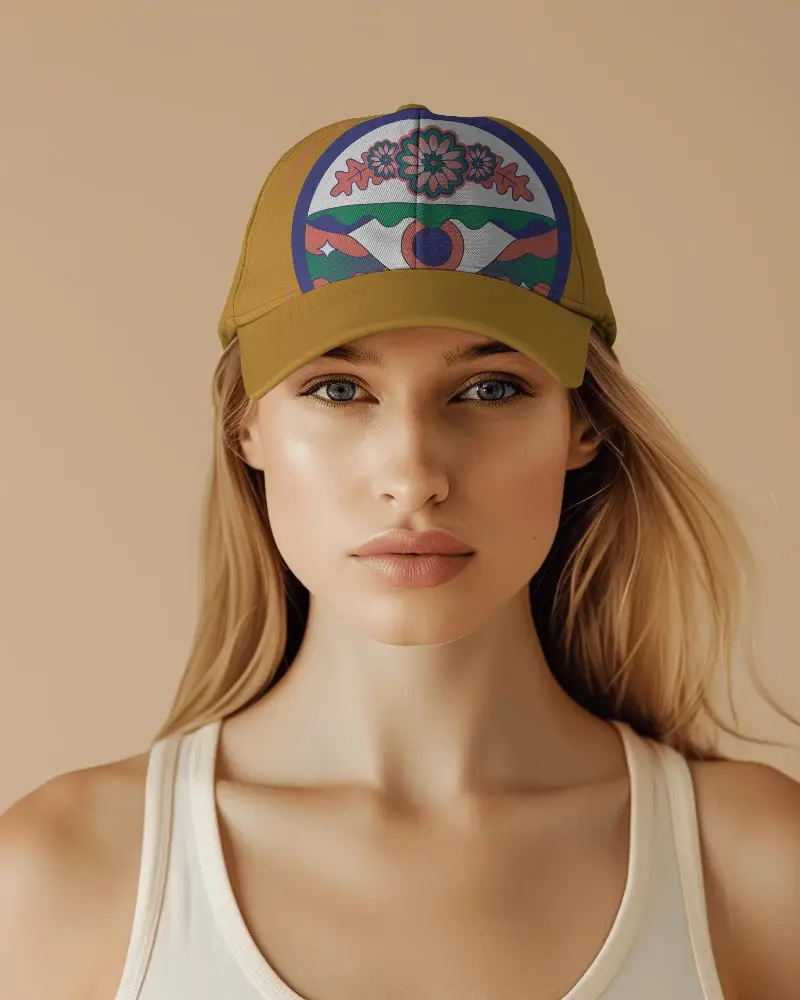 Minimalist Product Mockup Of White Baseball Cap On Blonde Model In Soft Lighting Best For Online Store Displays And Social Media Marketing