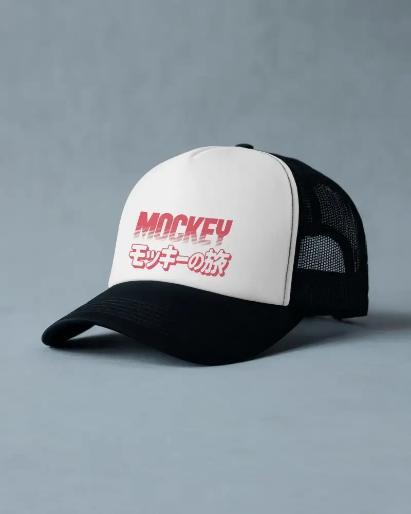 Soft Studio Trucker Hat Mockup On Grey Background Featuring Clean Lighting And Minimal Backdrop